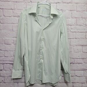 NEW Giampaolo Striped Italian Dress Shirt Mens‎ 40-15.75 (L) White Blue Yellow